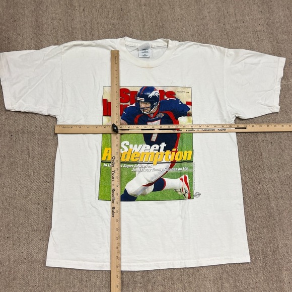 Vintaeg John Elway Shirt Mens XL White 1990s Denver Broncos NFL Football - Picture 6 of 9